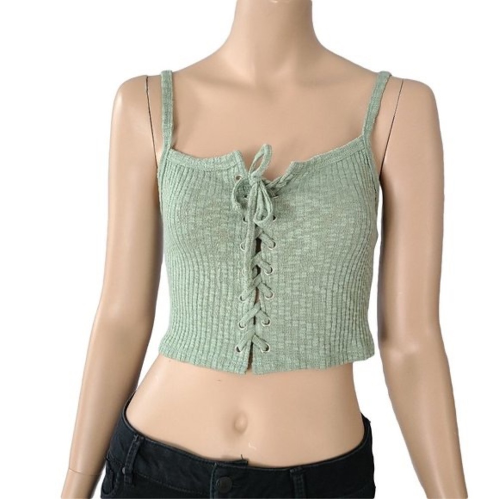 Forever 21 Green lace up crop top
